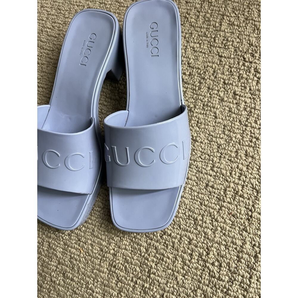 GUCCI Rubber Light Blue Platform Heels Womens EU 41 USA 11 Slip On - Picture 4 of 14